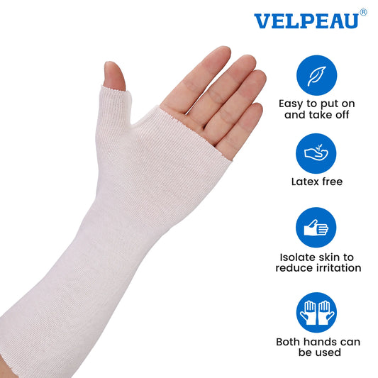 VELPEAU Wrist Liner Stockinette Elastic for Skin Protection and Reduce Friction Cotton Arm Sock Sleeve for Under Splint 10PCS